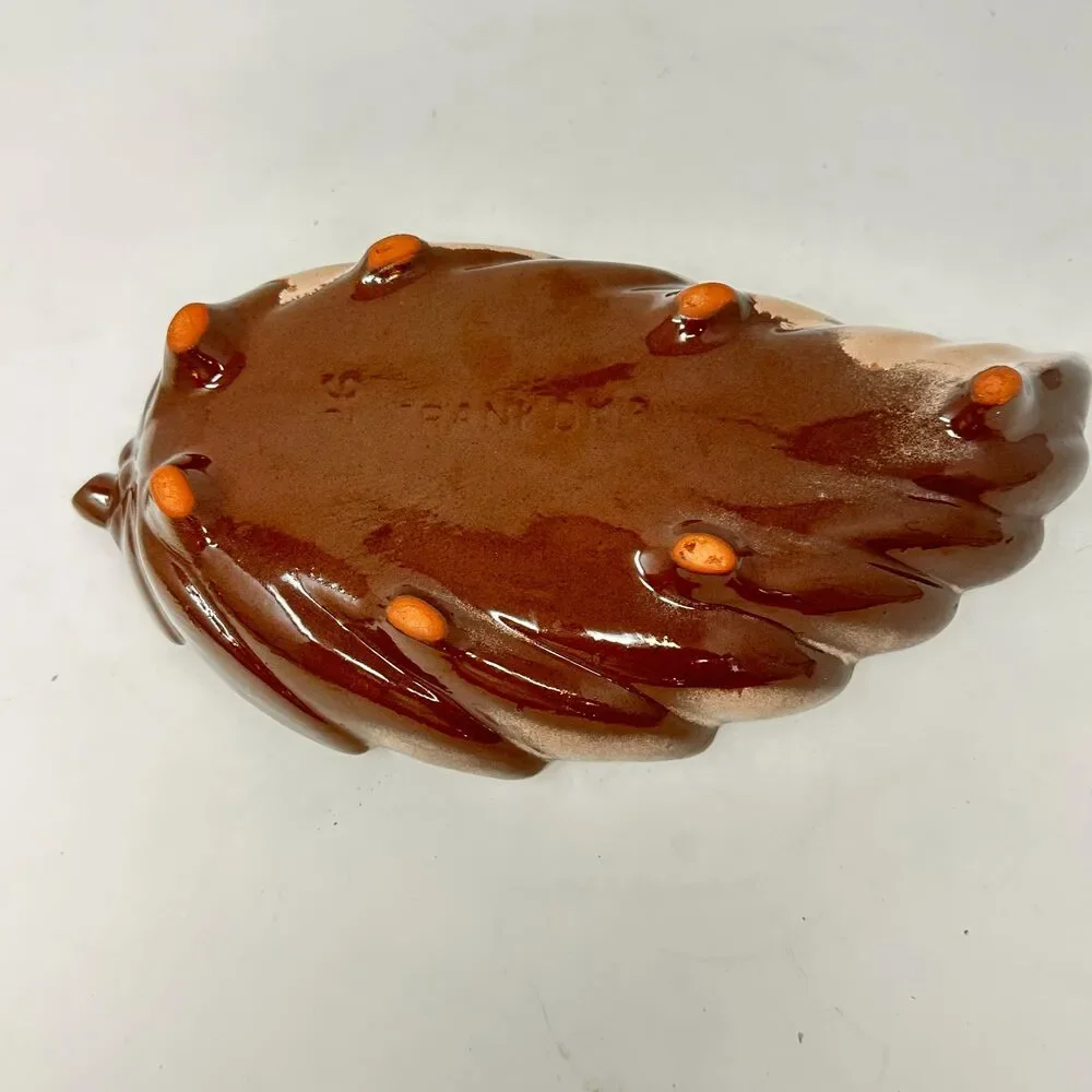 Vintage Frankoma Pottery 226 Leaf Dish Plainsman Brown Ceramic Bowl Tray MCM